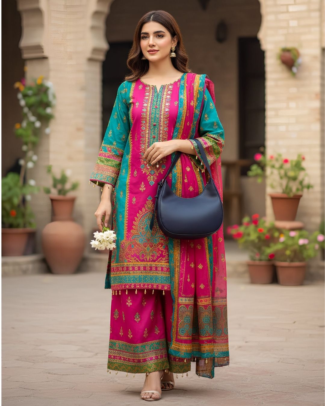 Elegant Blue Moon-Shape Handbag for Women – Modern Chic Style