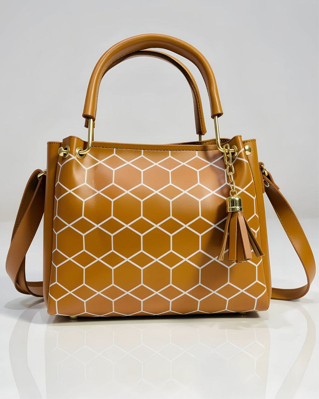 Elegant Tan Geometric Bag for Women's