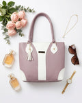 Mauve & White Tassel Tote