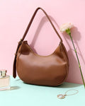 Elegant Brown Moon-Shape Handbag for Women – Modern Chic Style