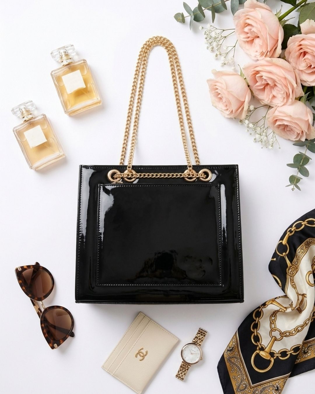 Glossy Midnight Shoulder Bag
