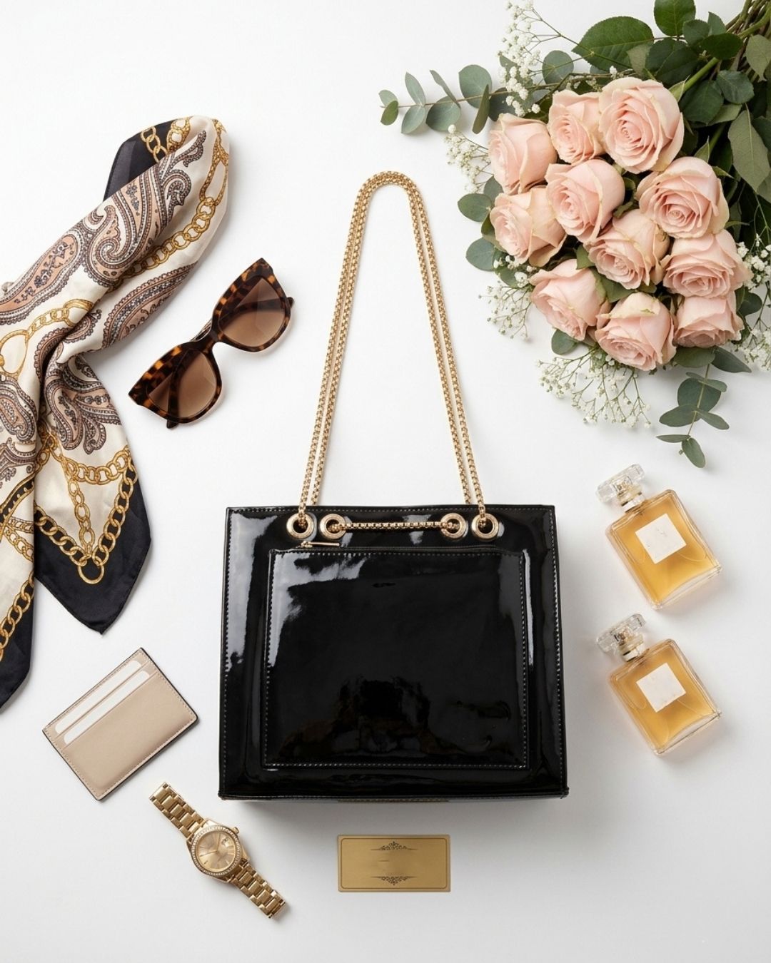Glossy Midnight Shoulder Bag