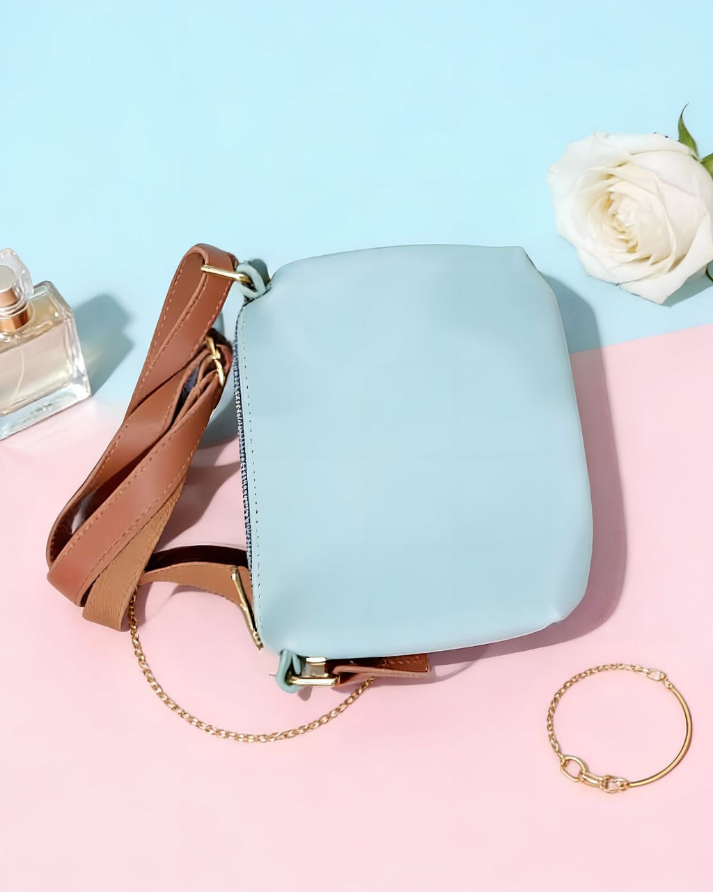 Ideal Turquoise Blue And Mustered 3pc Tote bag