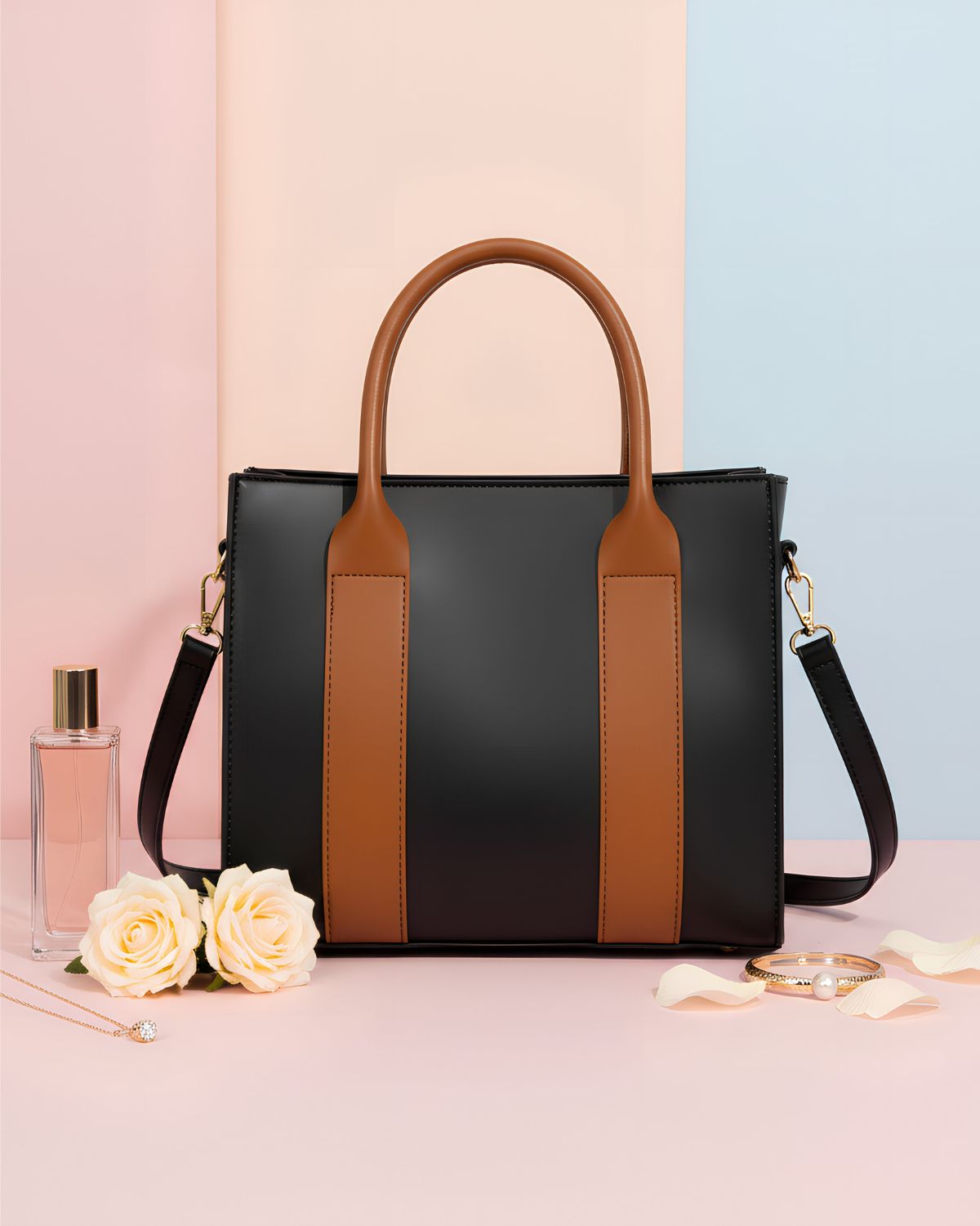 Classic Two-Tone Shoulder Bag