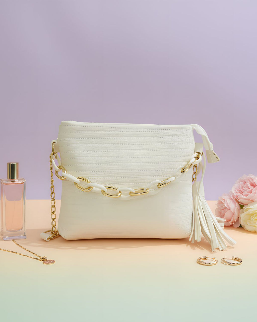 Stylish White Crossbody Bag