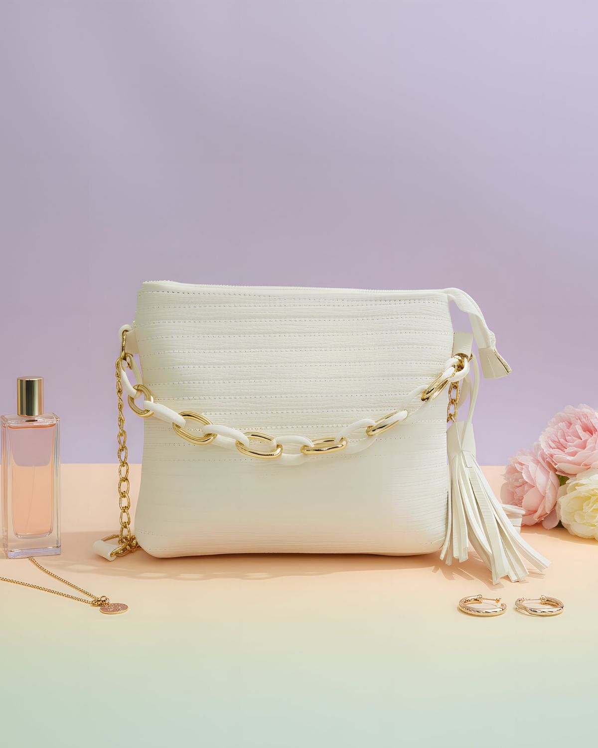 Stylish White Crossbody Bag