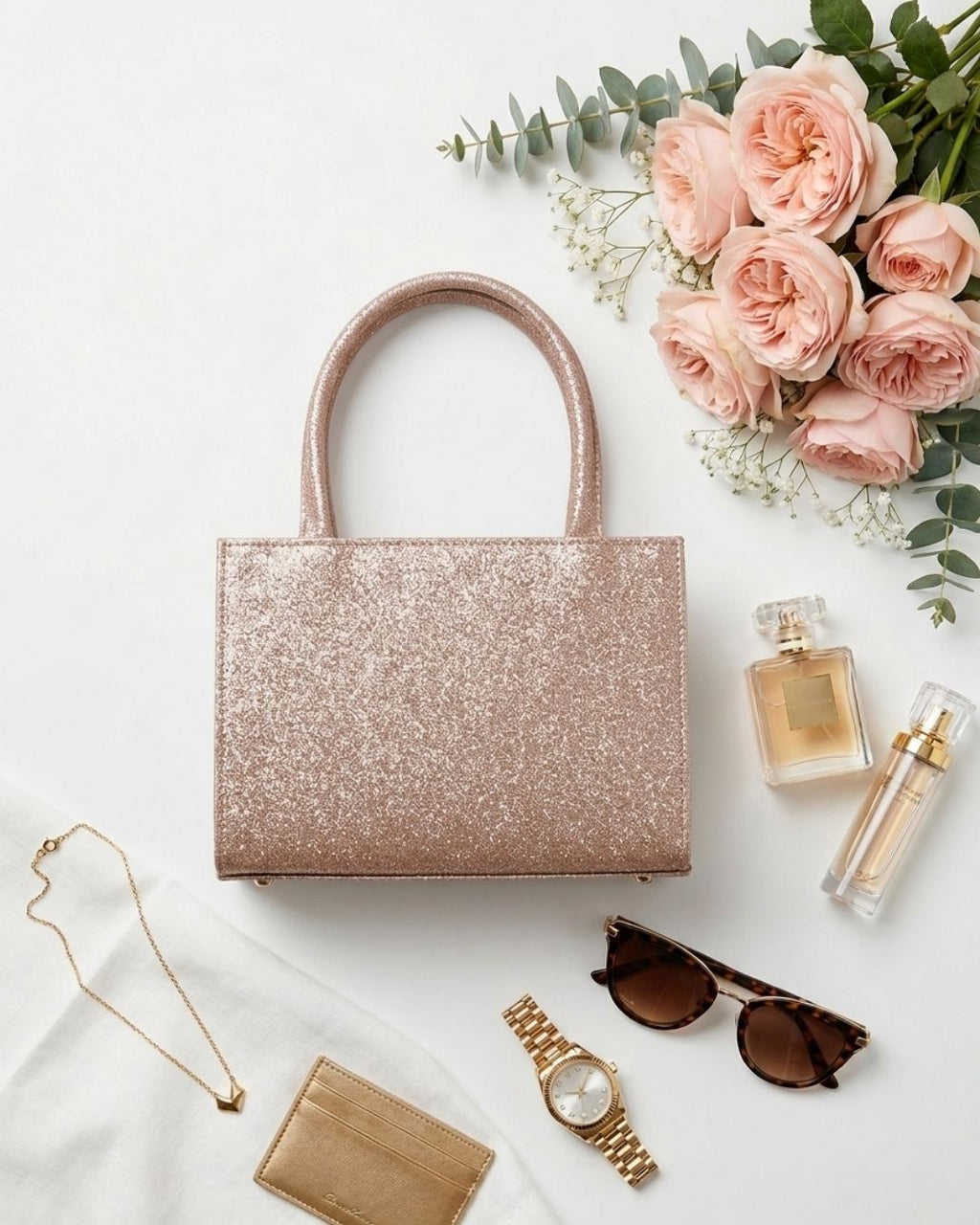 Glittering Gold Top-Handle Bag
