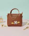 Blush Brown Floral Chain- Mini Tote Hand Bag