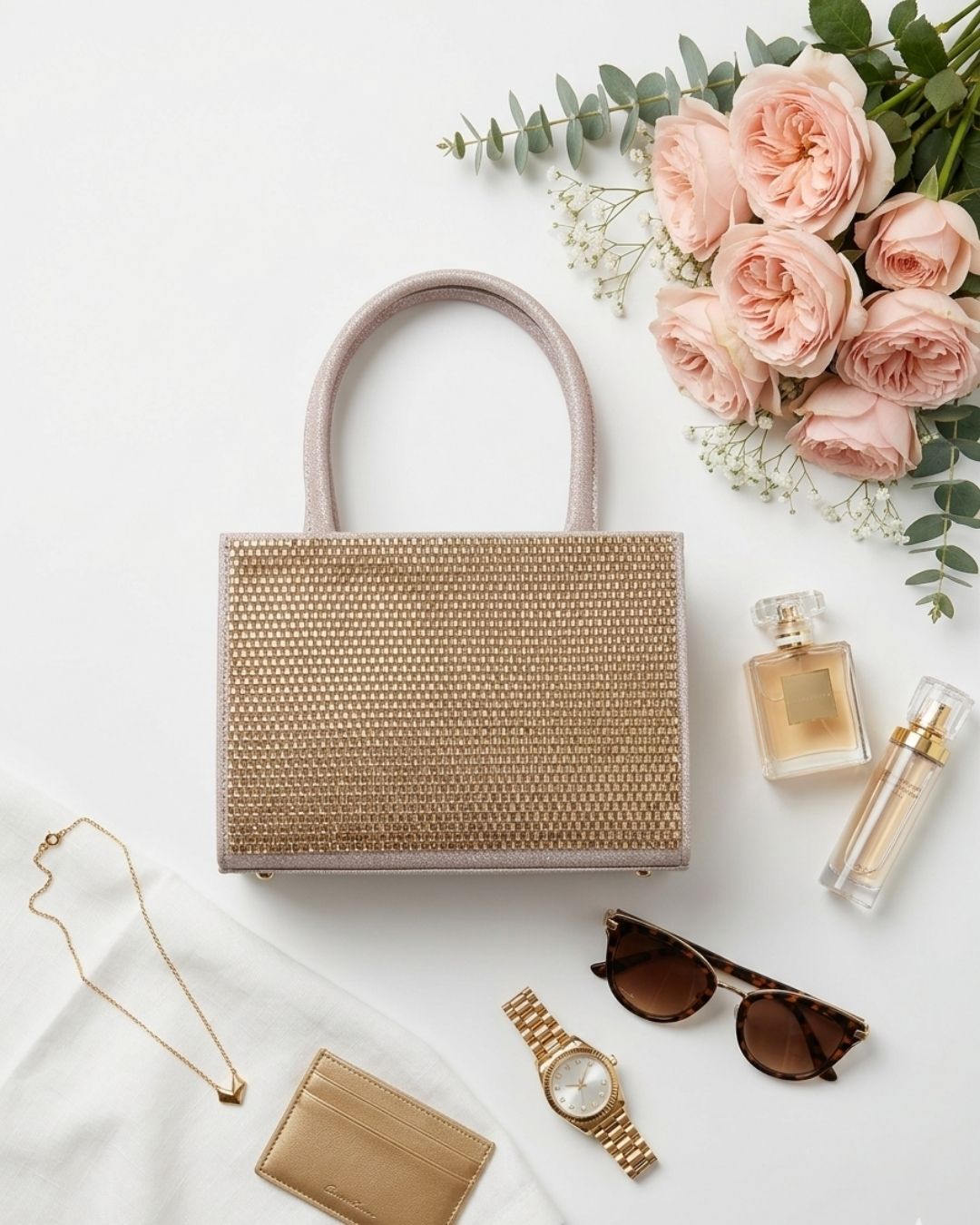 Glittering Gold Top-Handle Bag