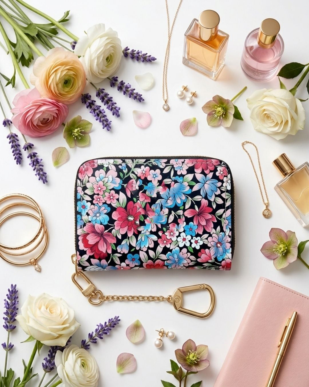Floral Blossom Zip-Around Wallet