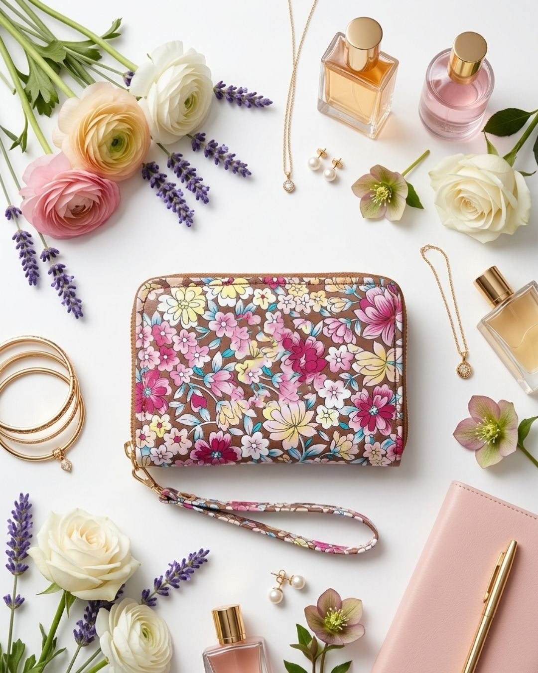 Floral Blossom Zip-Around Wallet