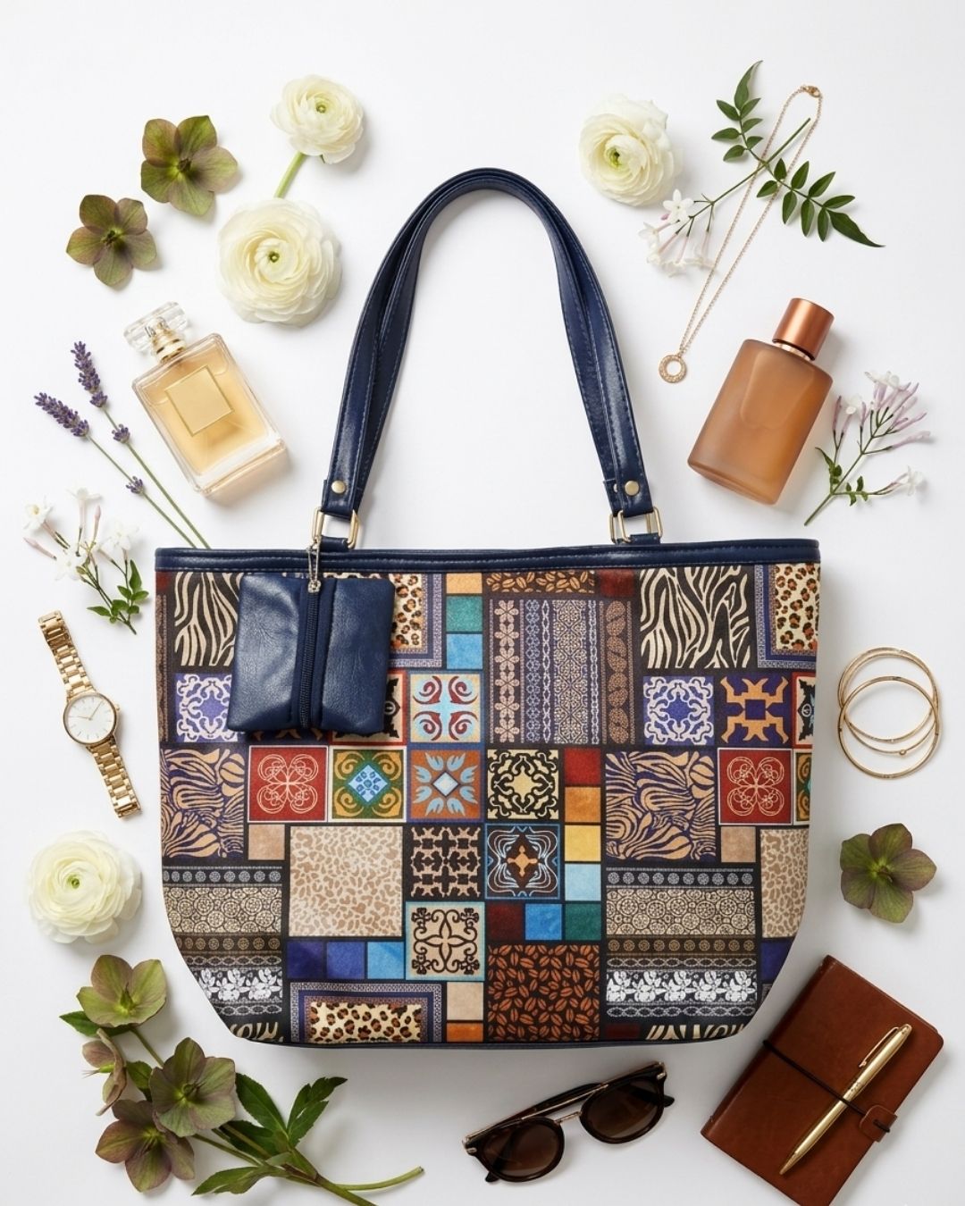 Collage Velvet Shoulder Bag for Women's