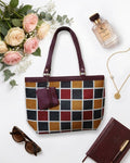 Retro Color-Block Geometric Tote