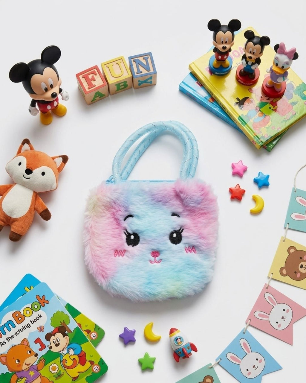 Rainbow Fluffy Face Mini Bags for Kids