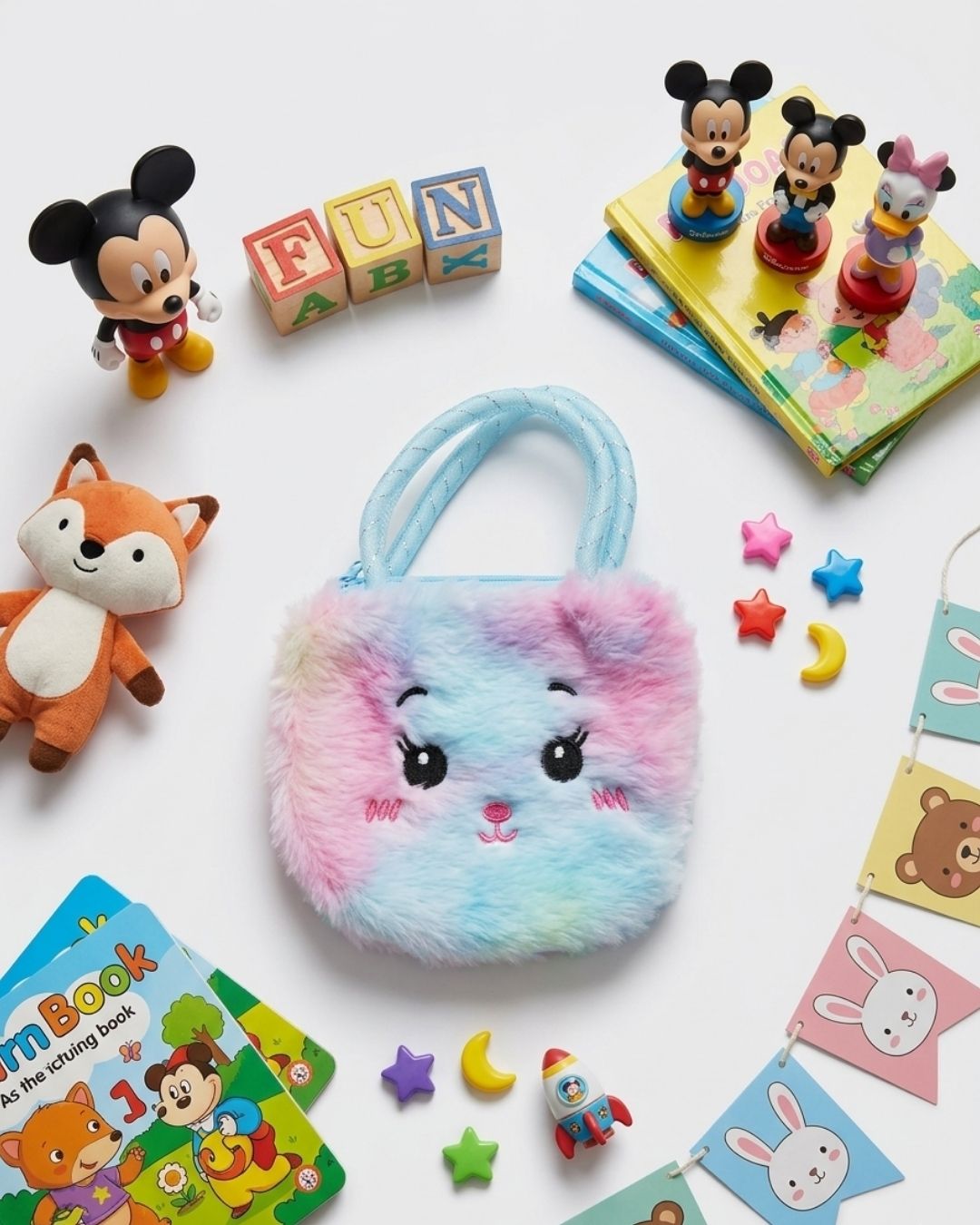 Rainbow Fluffy Face Mini Bags for Kids