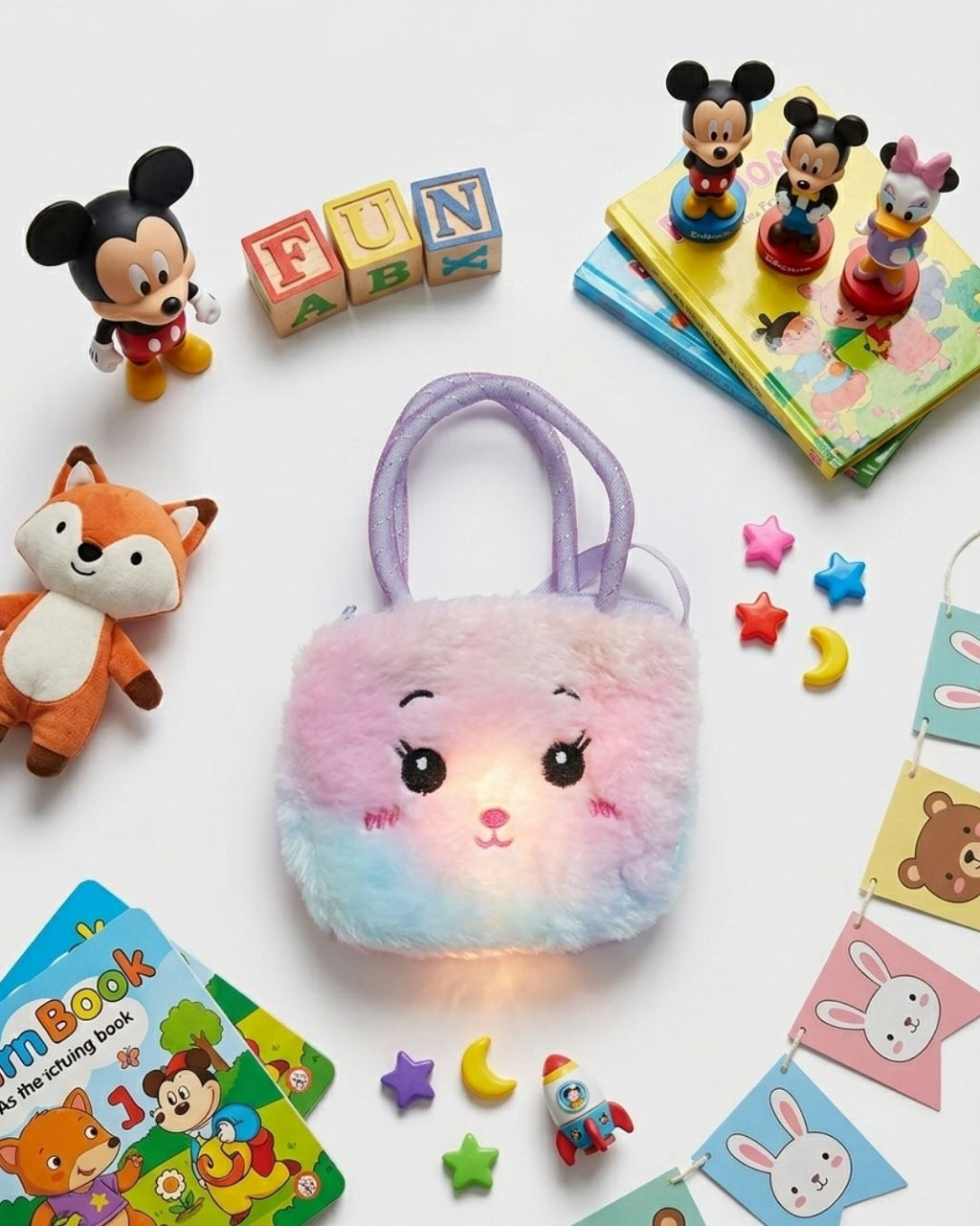 Rainbow Fluffy Face Mini Bags for Kids