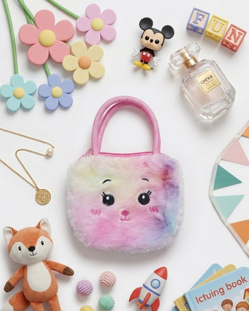Rainbow Fluffy Face Mini Bags for Kids