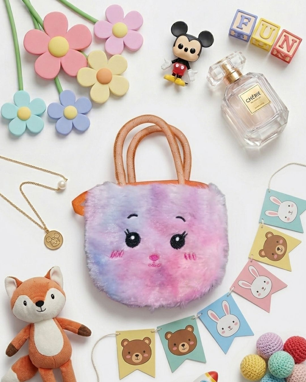 Rainbow Fluffy Face Mini Bags for Kids