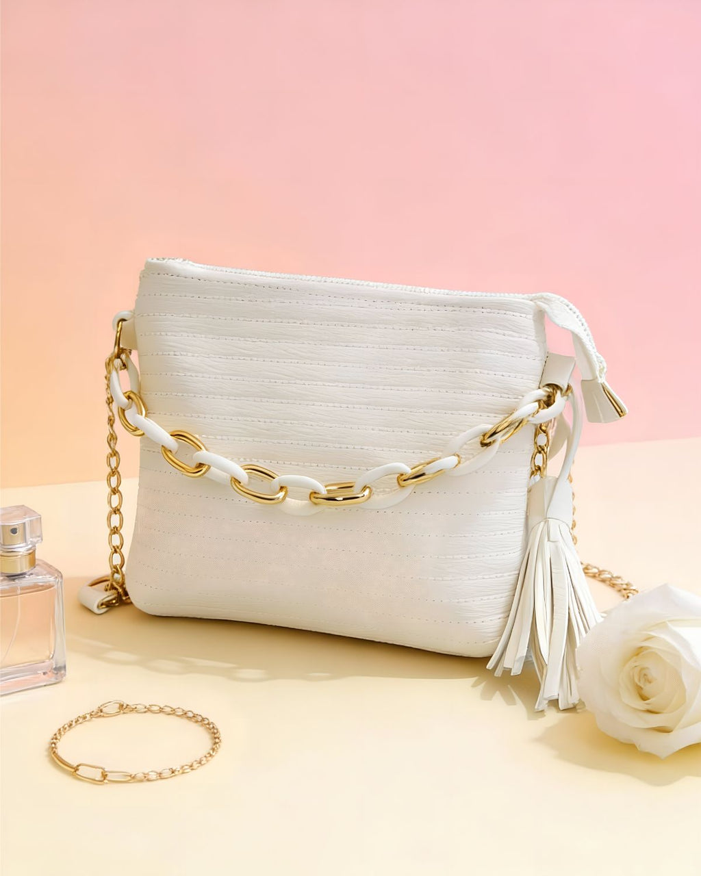 Stylish White Crossbody Bag