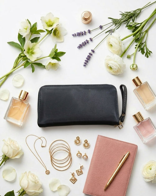Deep Plum Zip-Around Wristlet Clutch