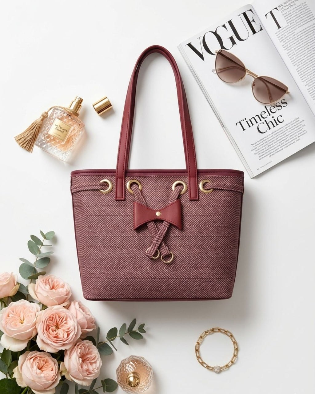 Premium Maroon Patterned Handbag