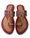 Traditional Handmade Sequin Block-Print Kolhapuri Sandals